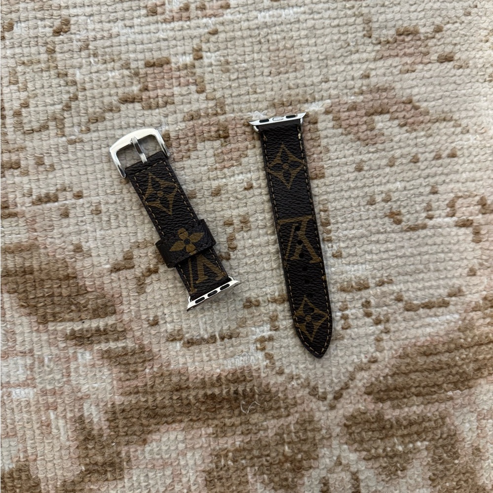 Louis Vuitton Brown Leather Apple Watch Band